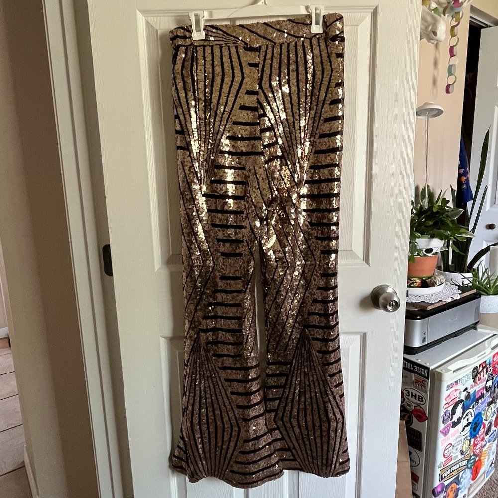 Gold Sequin Bell Bottoms